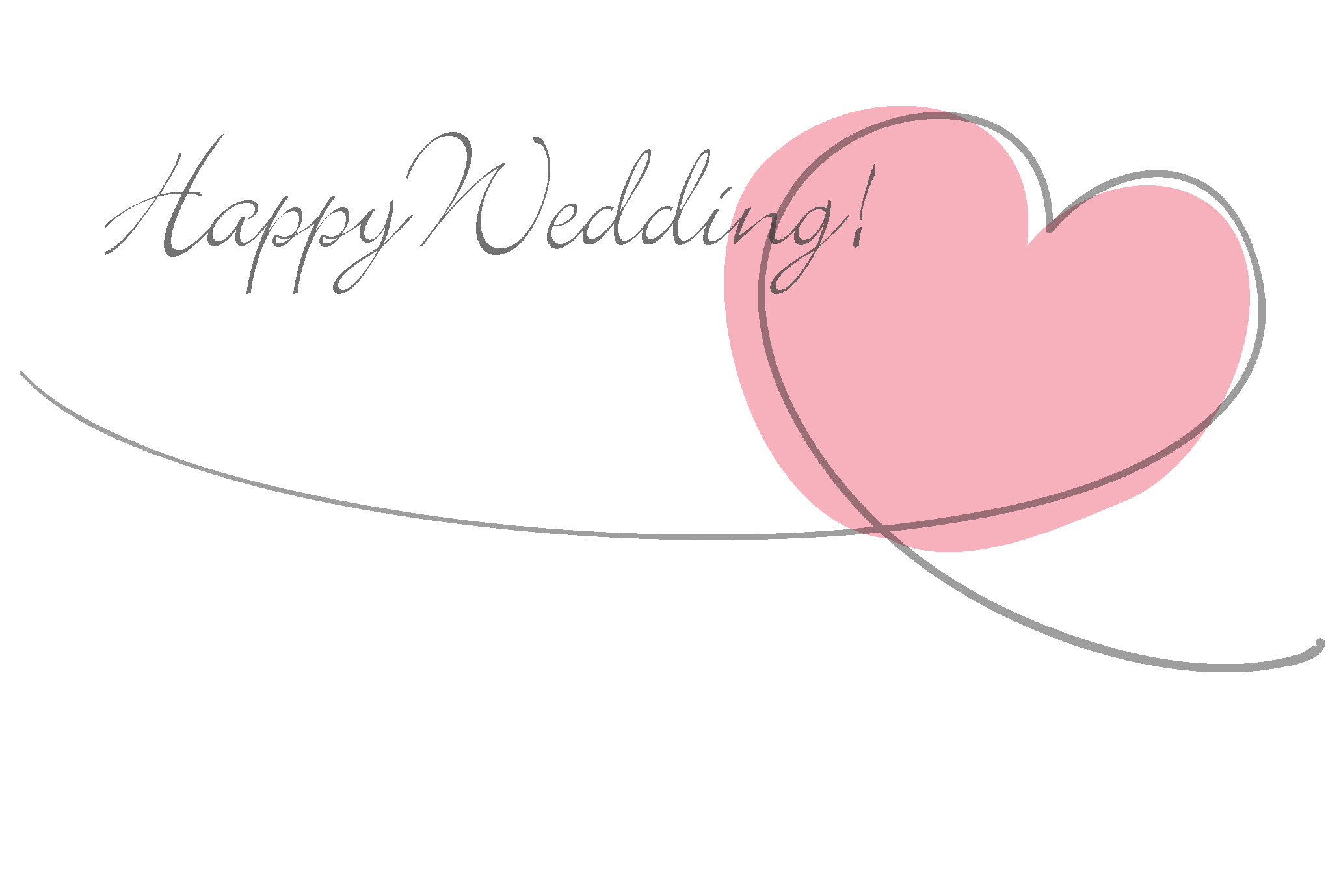 結婚祝いはがきテンプレート・ピンクのハートダウンロード 【結婚祝い おめでとう！】はがき・メッセージポストカード テンプレート