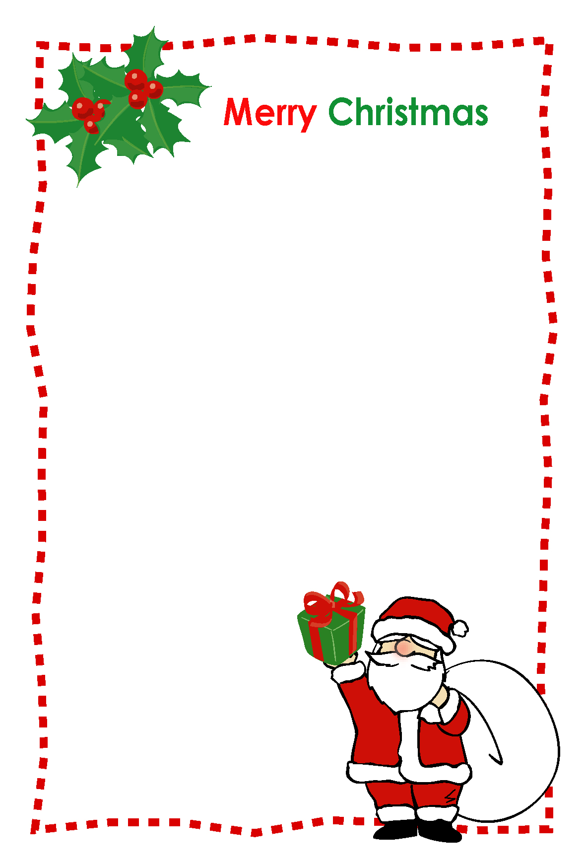 クリスマスのはがき・サンタさん飾り枠ダウンロード｜かわいい無料イラスト