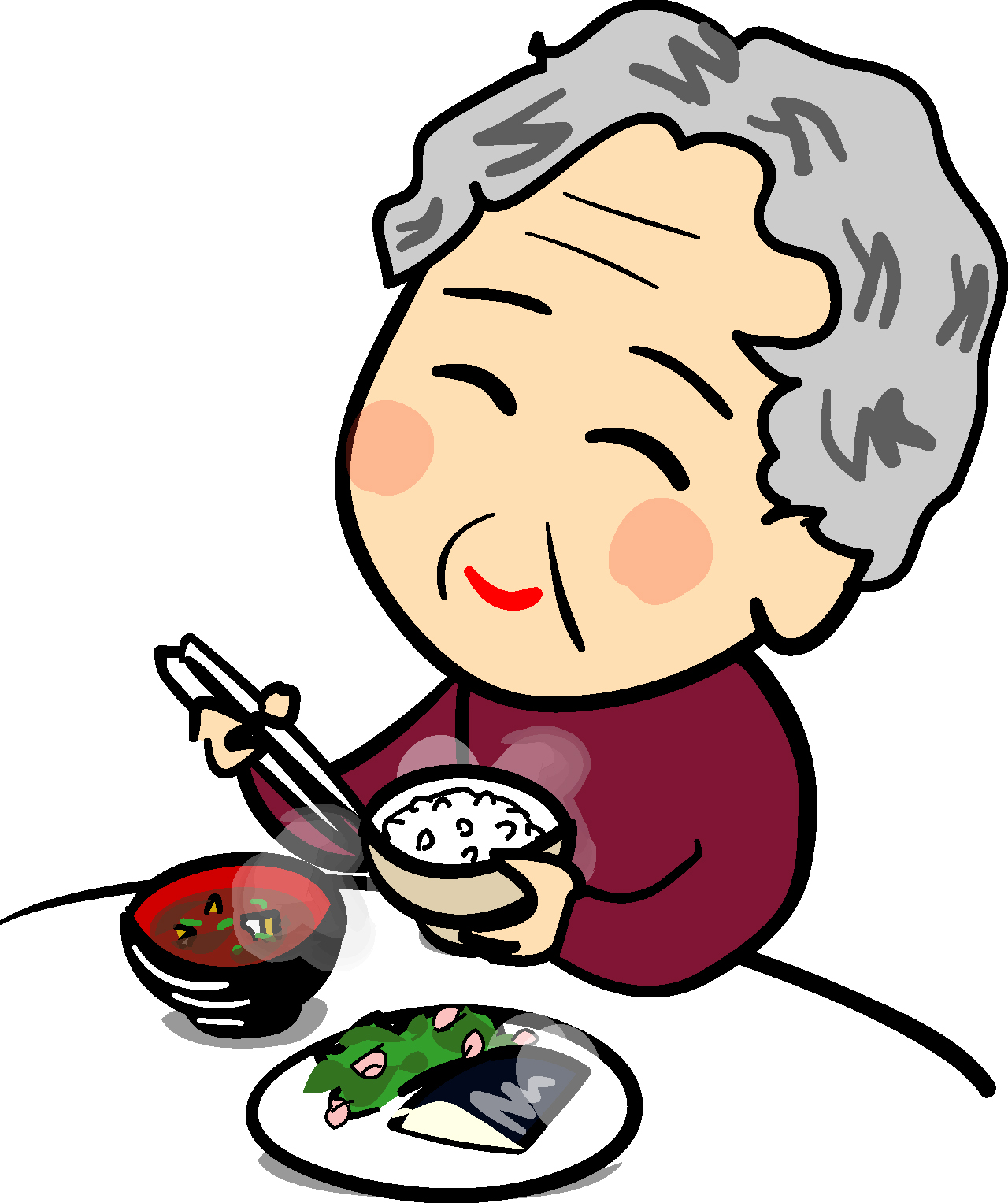 食事をするおばあちゃんの無料イラスト素材ダウンロード 印刷素材 Net