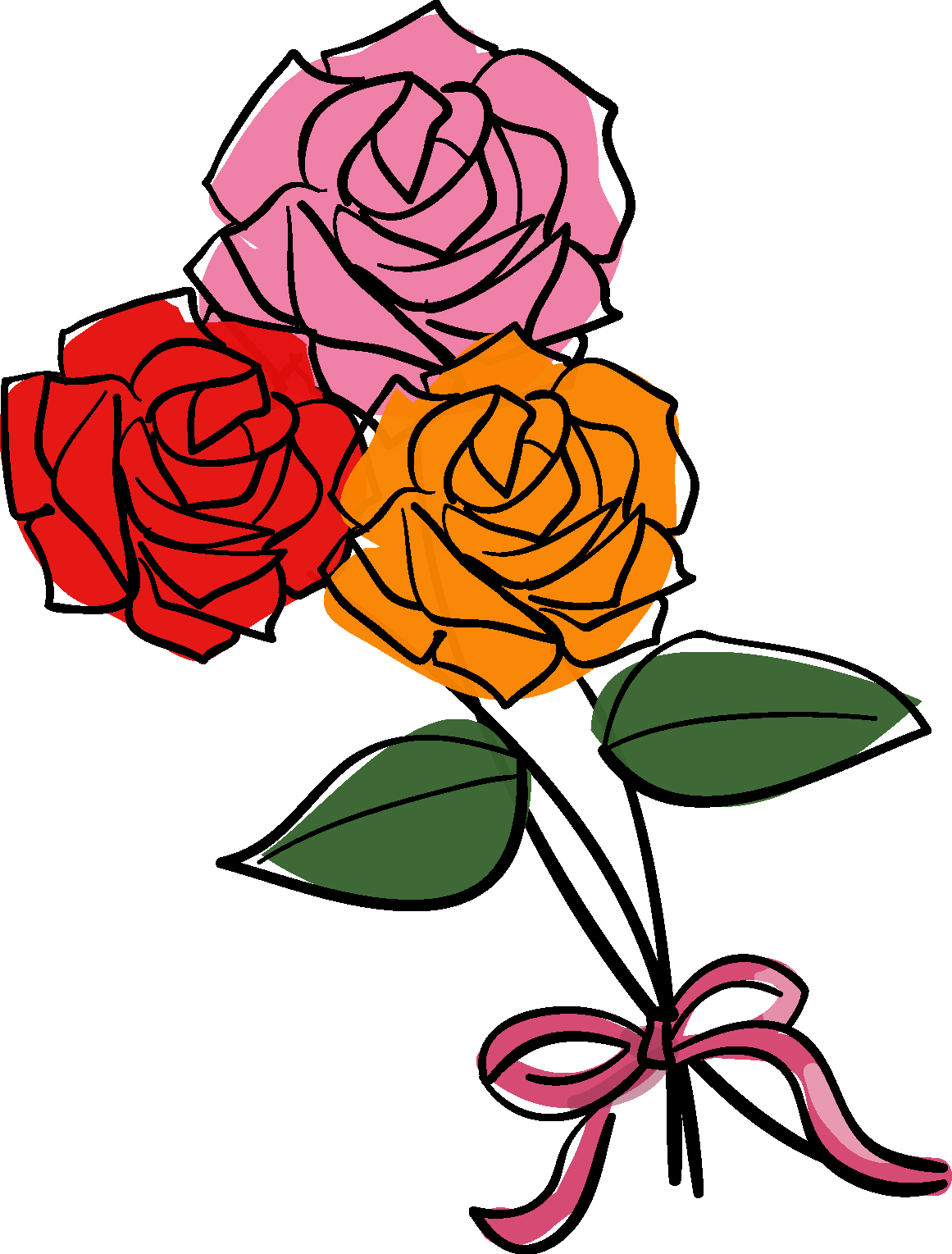 三色のバラ ダウンロード かわいい無料イラスト 印刷素材 Net