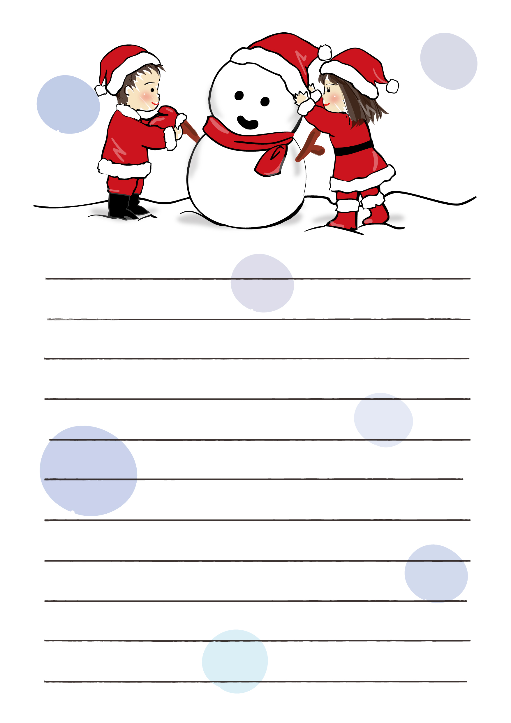 便箋テンプレート クリスマス 雪だるまとこどもたち ダウンロード かわいい無料イラスト 印刷素材 Net