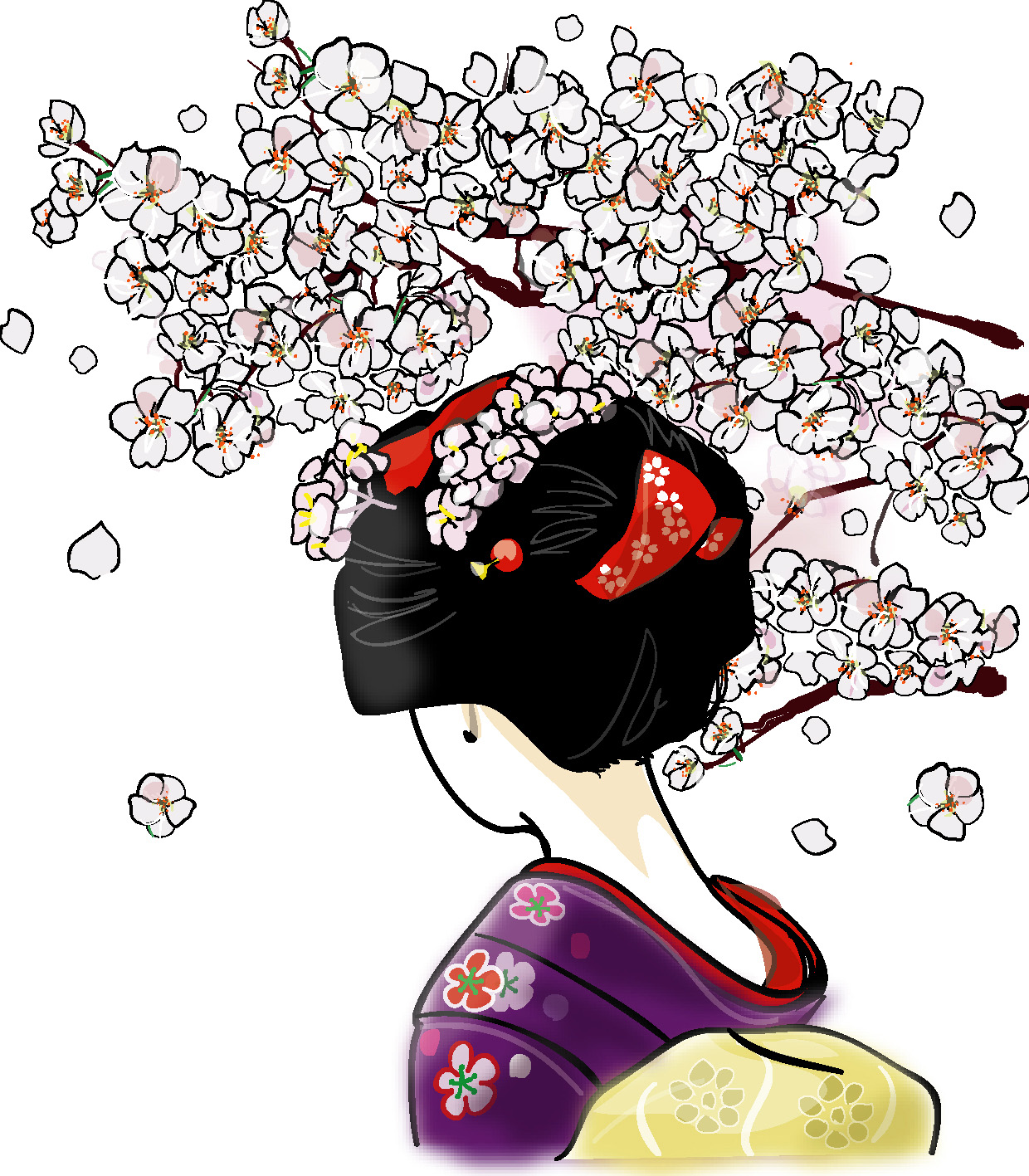 舞妓さんと桜 ダウンロード かわいい無料イラスト 印刷素材 Net