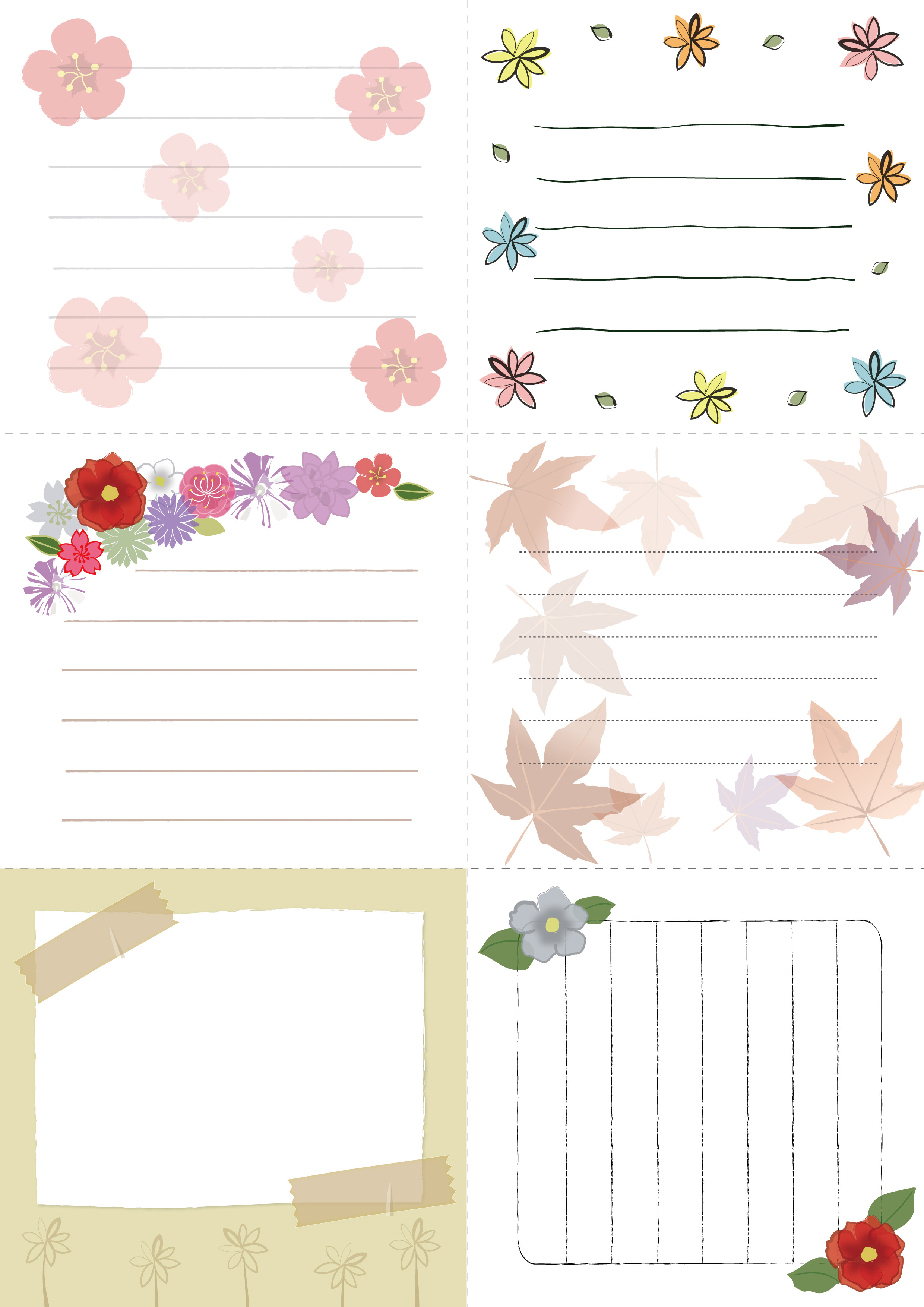 メモ用紙のテンプレート 花 ダウンロード かわいい無料イラスト 印刷素材 Net