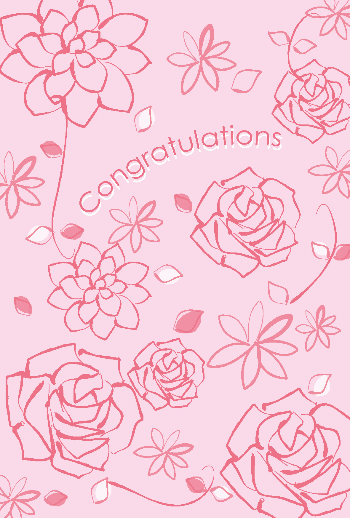 結婚祝いはがき ピンクの花模様 ダウンロード かわいい無料イラスト