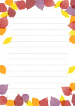 便箋テンプレート 色とりどりの葉っぱと木 秋 ダウンロード かわいい無料イラスト 印刷素材 Net