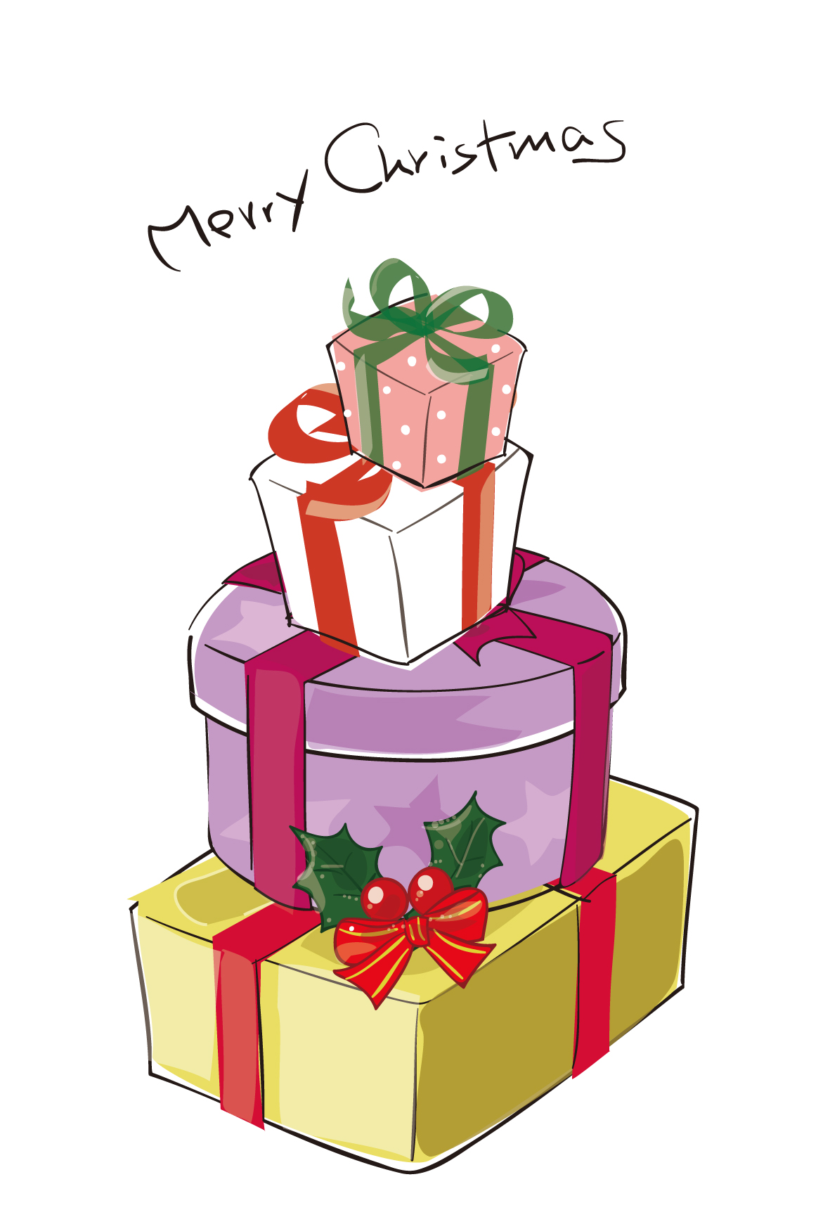 クリスマスのはがき プレゼントボックス ダウンロード かわいい無料イラスト 印刷素材 Net