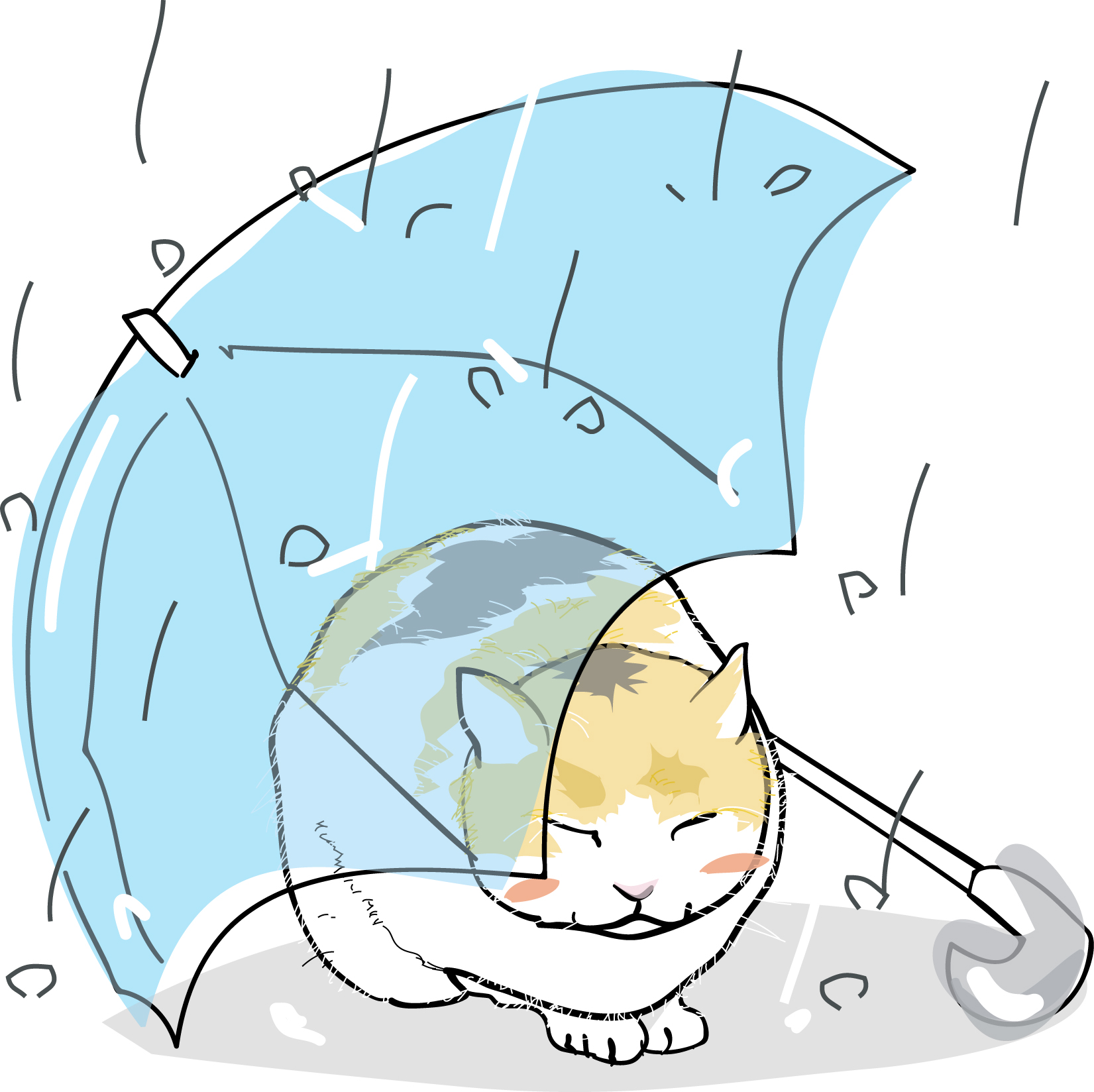 雨宿り猫 ダウンロード かわいい無料イラスト 印刷素材 Net