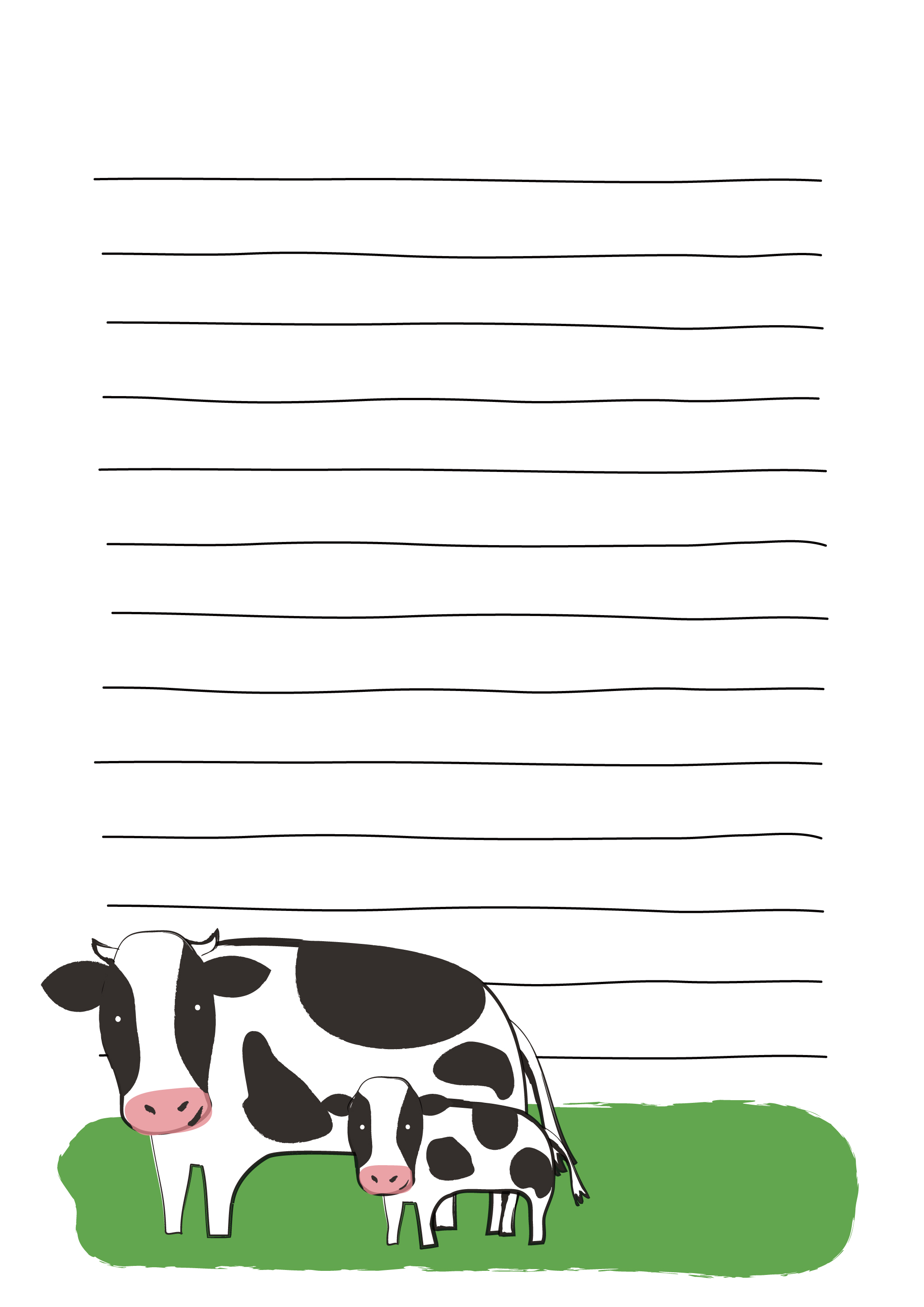 便箋テンプレート シュールな牛さん親子 ダウンロード かわいい無料イラスト 印刷素材 Net