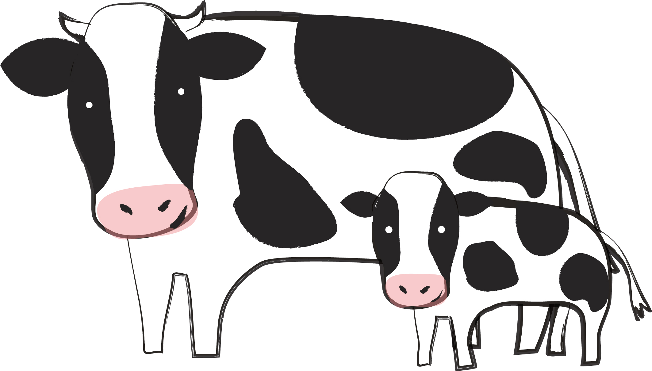 シュールな牛さん親子 ダウンロード かわいい無料イラスト 印刷素材 Net