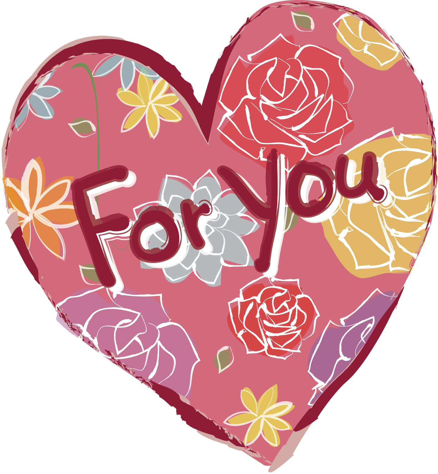 バレンタイン 花柄ハート ダウンロード かわいい無料イラスト 印刷素材 Net