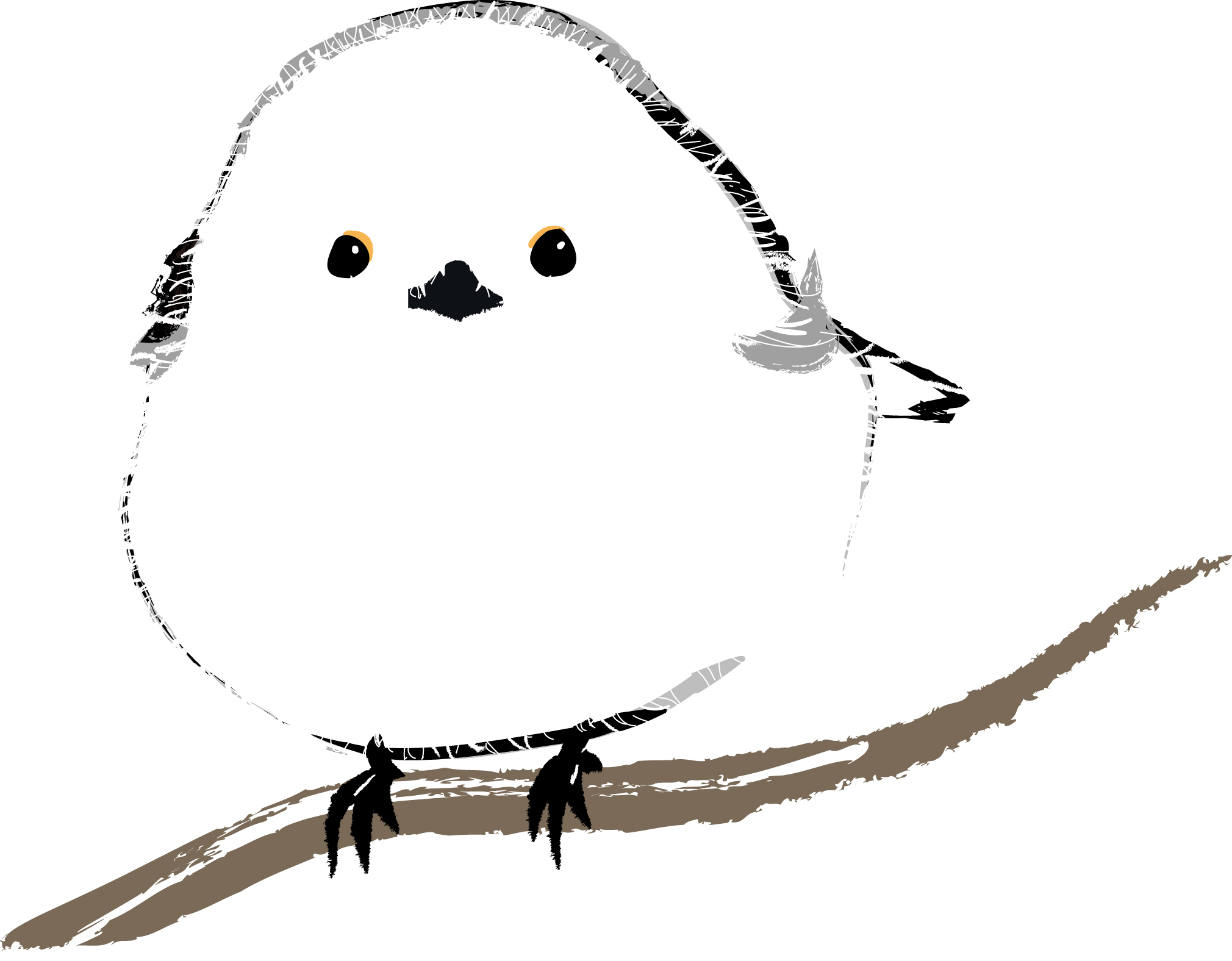 B5 手描きイラストプリント ほのぼの シマエナガ 可愛い 平和 癒し 絵 鳥 安心発送 絵