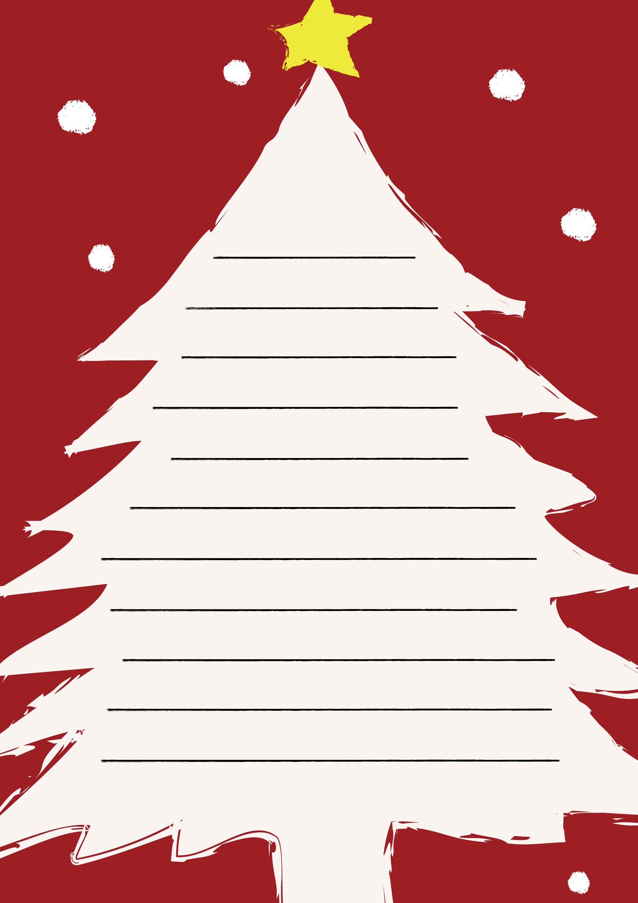 便箋テンプレート 白いクリスマスツリー ダウンロード かわいい無料