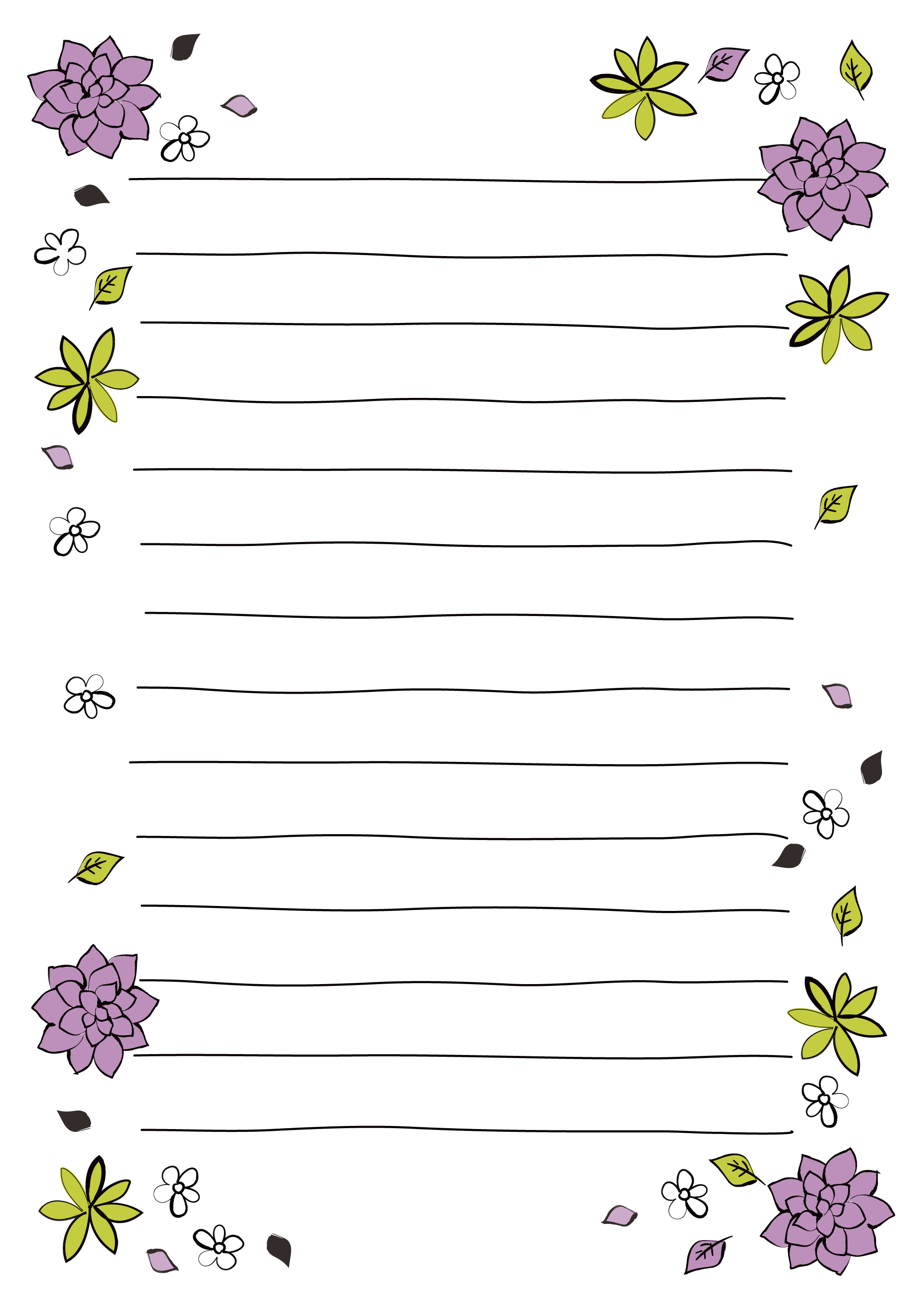 便箋テンプレート 紫の花の飾り枠 ダウンロード かわいい無料イラスト 印刷素材 Net