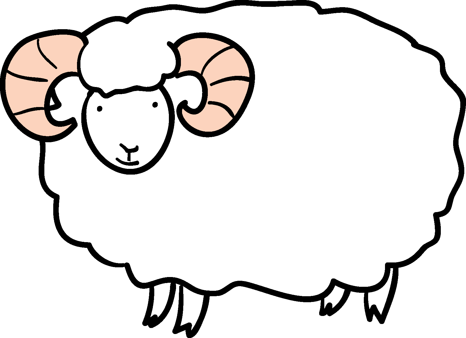 動物の印刷用イラスト素材 羊 ダウンロード