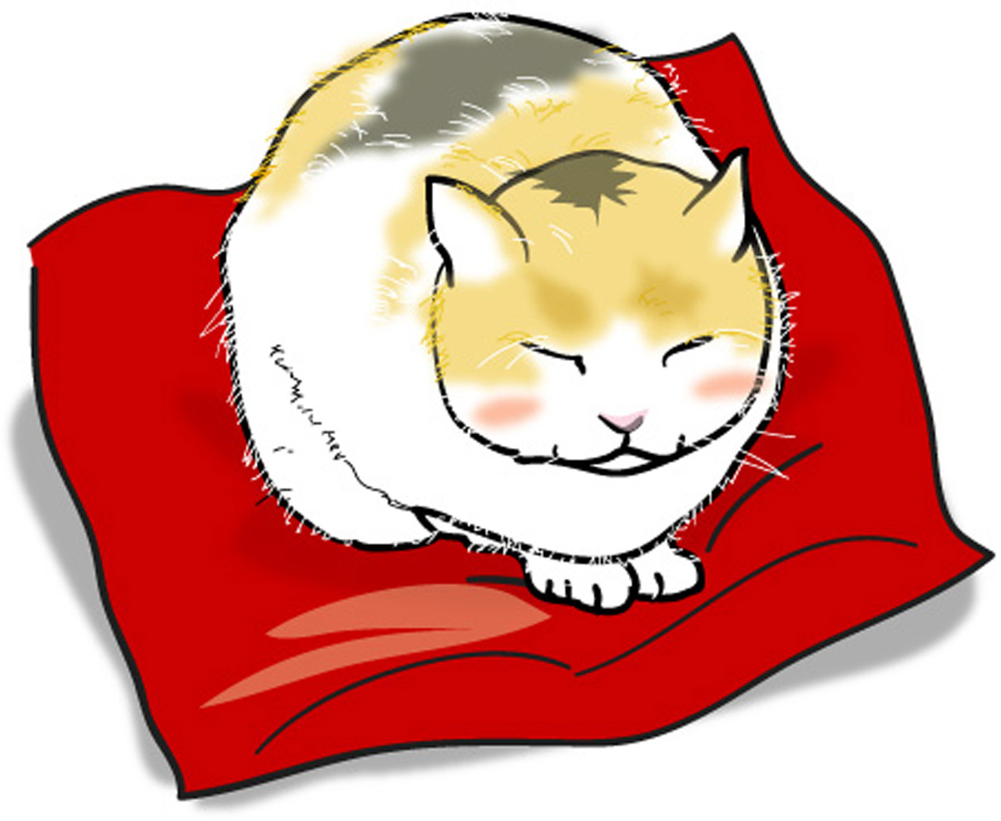 動物の印刷用イラスト素材 座布団猫 ダウンロード