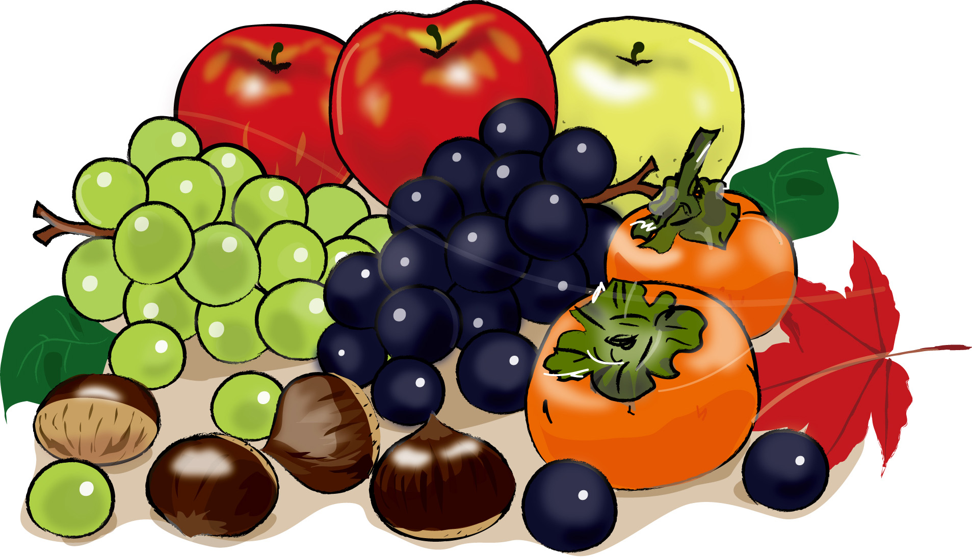 秋の印刷用イラスト素材 秋 食べ物の素材 秋の果物1 ダウンロード