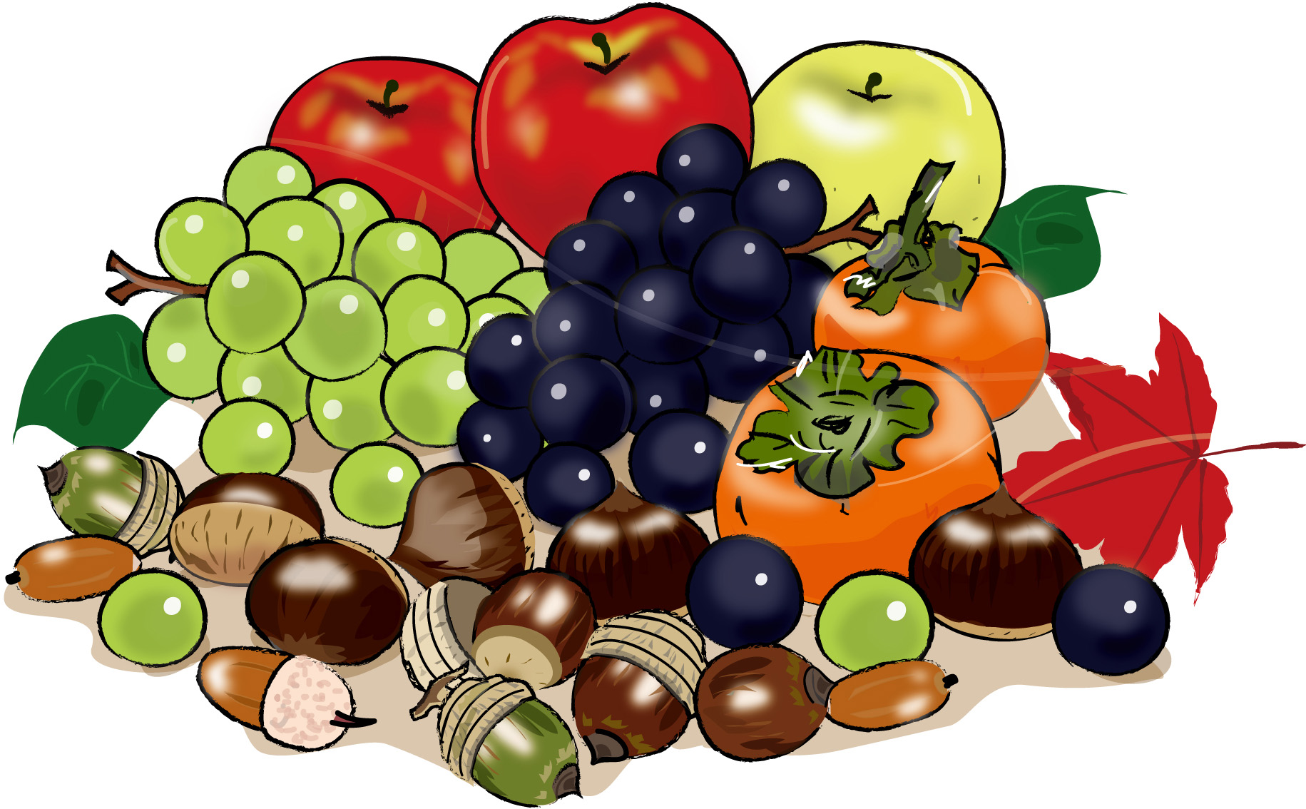 秋の印刷用イラスト素材 秋 食べ物の素材 秋の果物3 ダウンロード