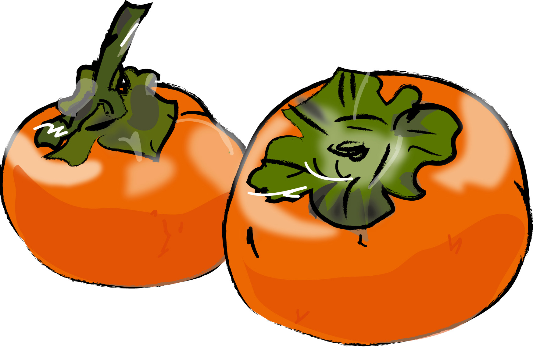 秋の印刷用イラスト素材 秋 食べ物の素材 柿 ダウンロード