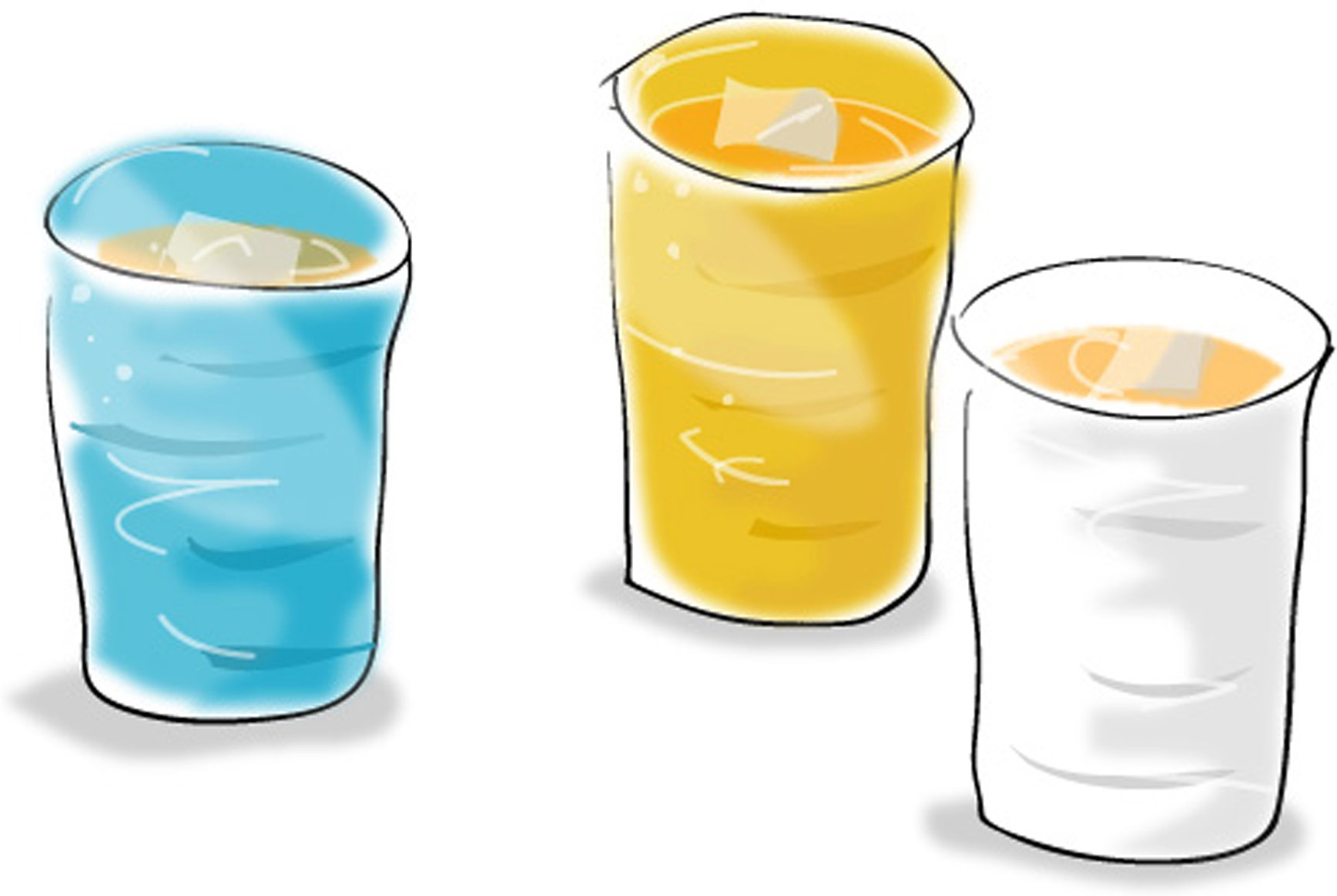 食べ物の印刷用イラスト素材 3人分のオレンジジュース ダウンロード